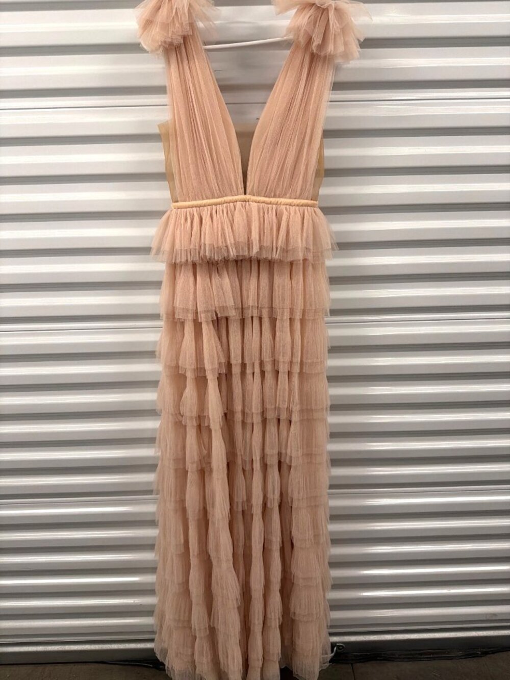 Sau Lee Sabrina Tulle Dress Nude Womens Size 6 - Picture 5 of 10